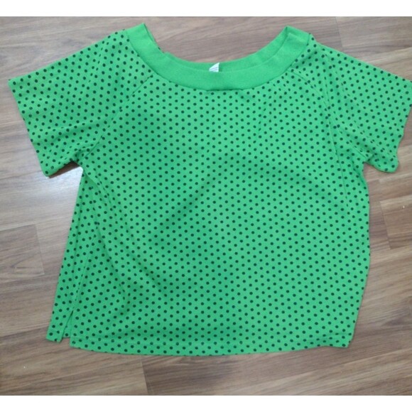 Carolina Colours Plus Womens 3X Green Black Polkadot Blouse Chic Stylish - Picture 4 of 11